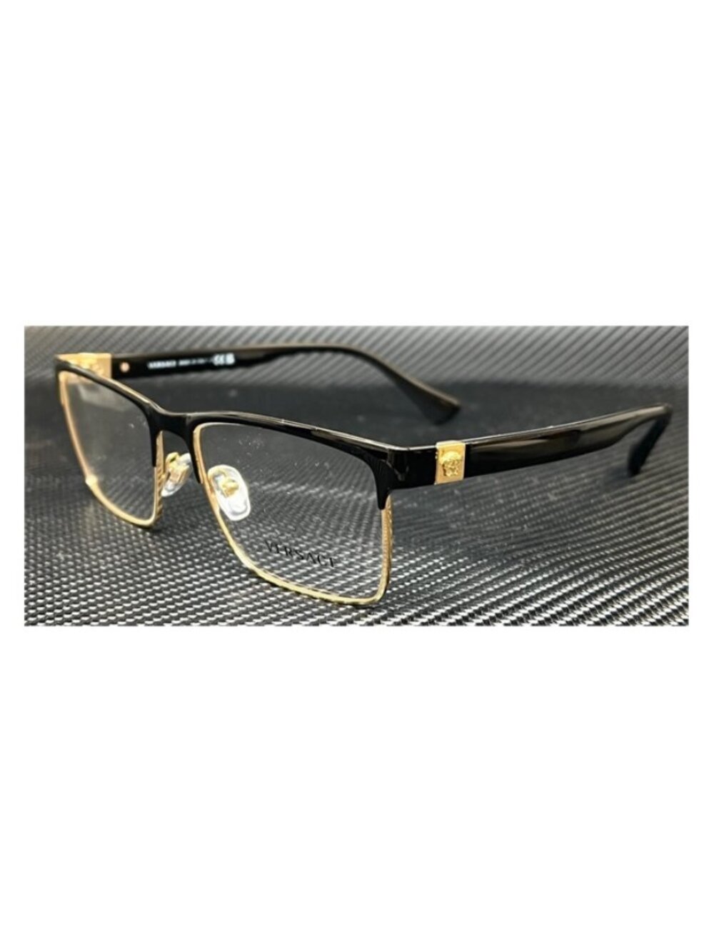 New Versace Men Black Gold Eyeglasses 58-17-150